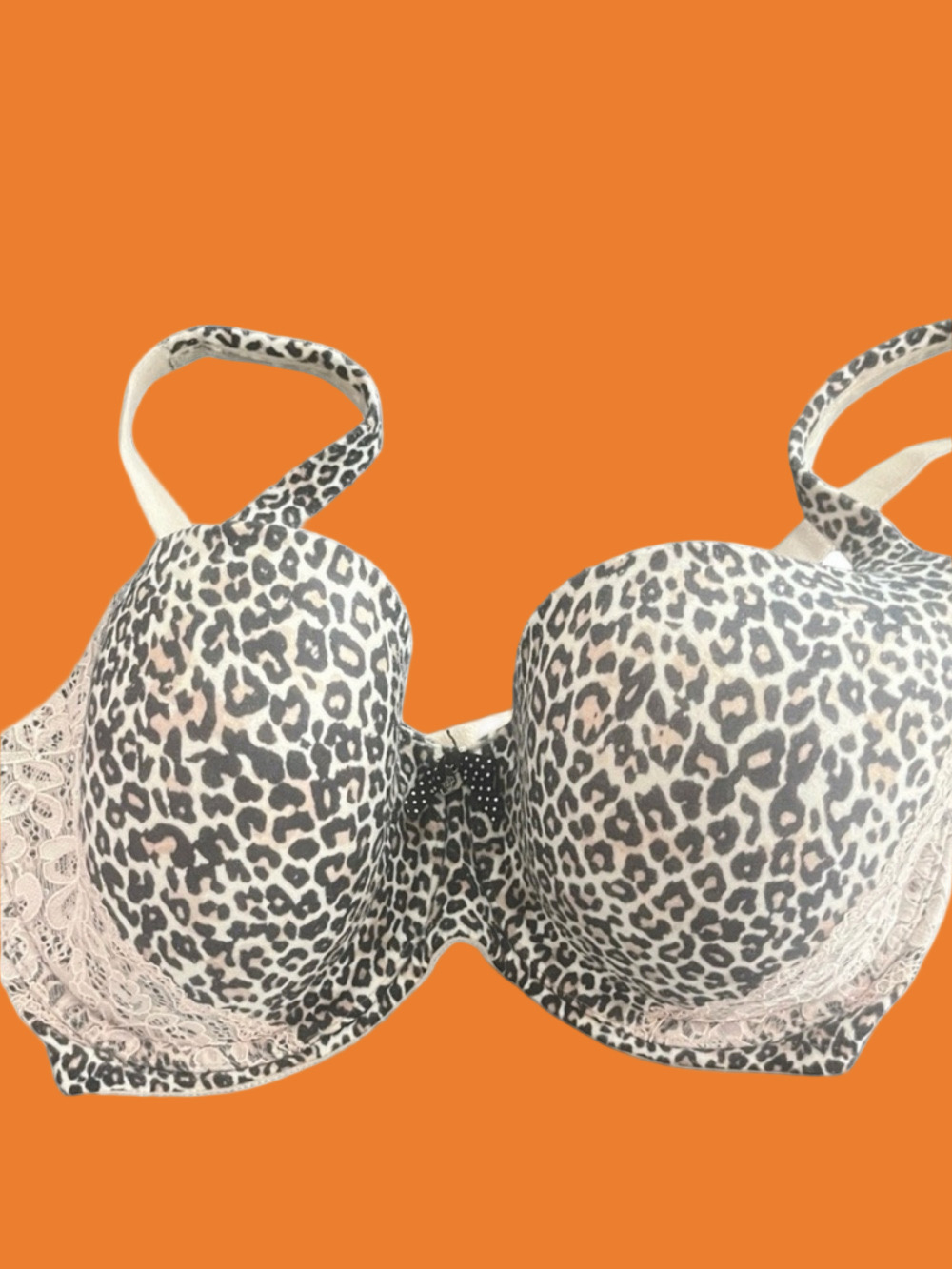 Victoria's Secret Leopard Print, Pale Pink Lace and Bedazzle Bra